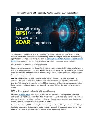Strengthening BFSI Security Posture with SOAR Integration