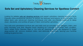 Sofa Set and Upholstery Cleaning Services for Spotless Comfort