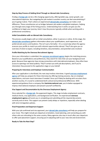 Step-by-Step Process of Getting Hired Through an Abroad Jobs Consultancy