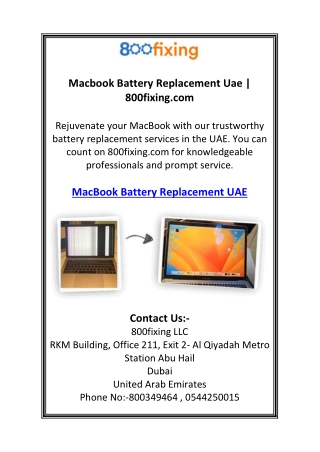 Macbook Battery Replacement Uae | 800fixing.com