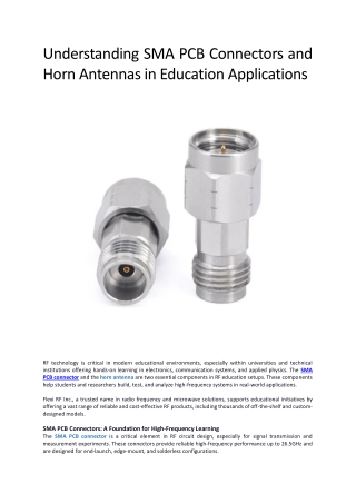 Understanding SMA PCB Connectors and Horn Antennas in Education Applications