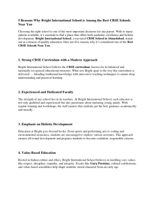 5 Reasons Why Bright International School is Among the Best CBSE Schools Near You