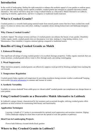 Using Crushed Granite as a Decorative Mulch Alternative in Lubbock