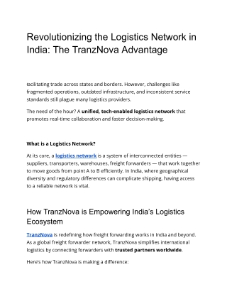 Revolutionizing the Logistics Network in India_ The TranzNova Advantage