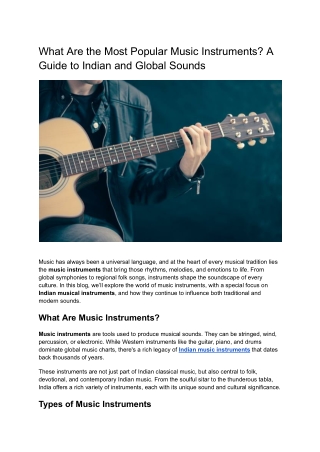 What Are the Most Popular Music Instruments_ A Guide to Indian and Global Sounds