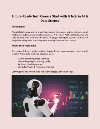 Future-Ready Tech Careers Start with B.Tech in AI & Data Science