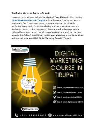 Best Digital Marketing Course in Tirupati