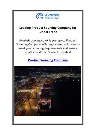 Leading Product Sourcing Company for Global Trade