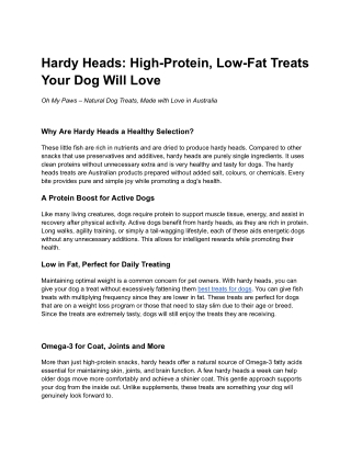 Hardy Heads_ High-Protein, Low-Fat Treats Your Dog Will Love