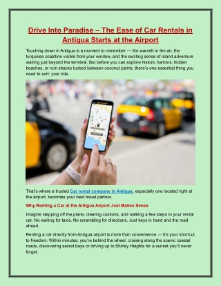 Drive Into Paradise – The Ease of Car Rentals in Antigua Starts at the Airport