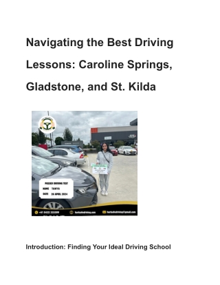 Navigating the Best Driving Lessons_ Caroline Springs, Gladstone, and St. Kilda