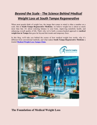 Beyond the Scale - The Science Behind Medical Weight Loss at South Tampa Regenerative