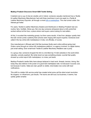 Madhya Pradesh Discovers Smart B2B Textile Selling