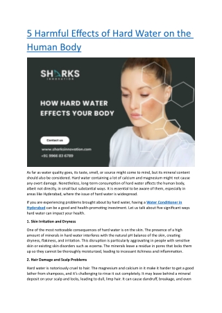 5 harmful effects of hard water on human body