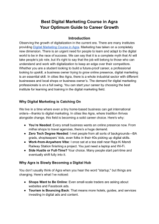 Best Digital Marketing Course in Agra