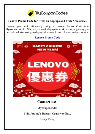 Lenovo Promo Code for Deals on Laptops and Tech Accessories