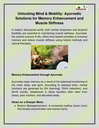 Memory enhancement Ayurveda
