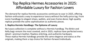 Top Replica Hermès Accessories in 2025: Affordable Luxury for Fashion Lovers