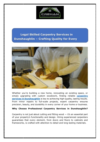 Skilled Carpentry Services in Dunshaughlin – Crafting Quality for Every Home