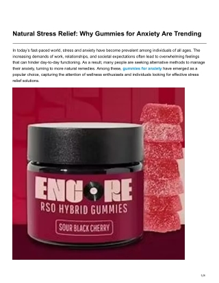 Natural Stress Relief Why Gummies for Anxiety Are Trending