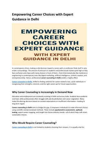 Empowering Career Choices with Expert Guidance in Delhi