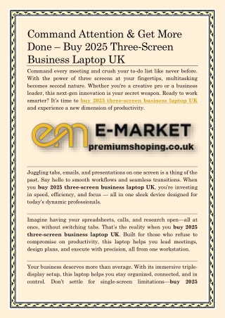 Command Attention & Get More Done – Buy 2025 Three‑Screen Business Laptop UK