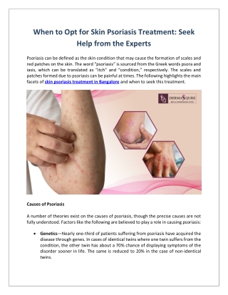 When to Opt for Skin Psoriasis Treatment Seek Help from the Experts