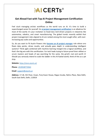 Get Ahead Fast with Top AI Project Management Certification Online