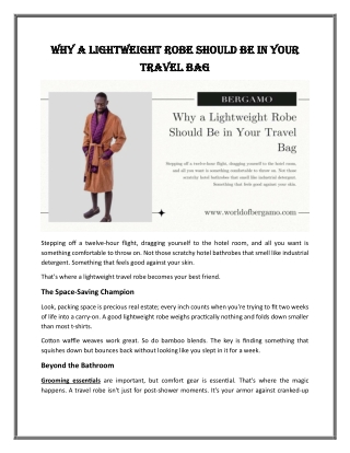 Why a Lightweight Robe Should Be in Your Travel Bag