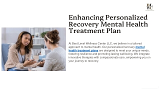 Enhancing Personalized Recovery Mental Health Treatment Plan