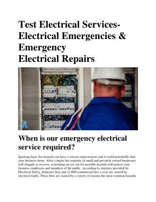 Test Electrical Services-Electrical Emergencies & Emergency Electrical Repairs