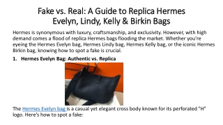 Fake vs. Real: A Guide to Replica Hermes Evelyn, Lindy, Kelly & Birkin Bags