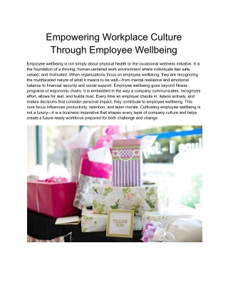 Empowering Workplace Culture Through Employee Wellbeing