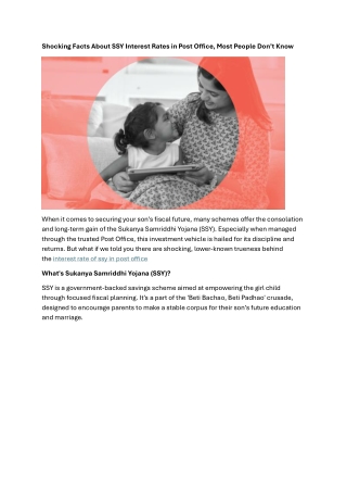 Shocking Facts About SSY Interest Rates in Post Office 2