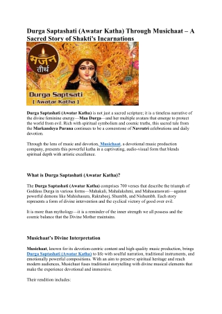 Durga Saptashati (Awatar Katha) – A Divine Journey Through Musichaat