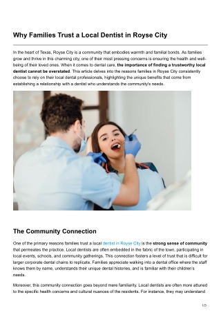 Why Families Trust a Local Dentist in Royse City