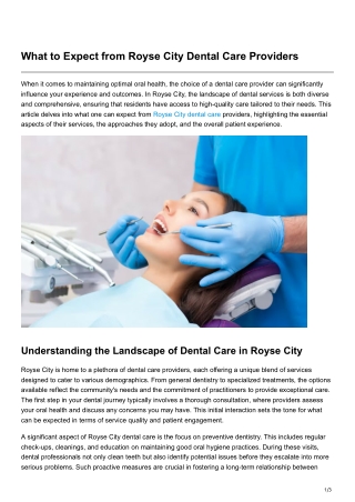 What to Expect from Royse City Dental Care Providers