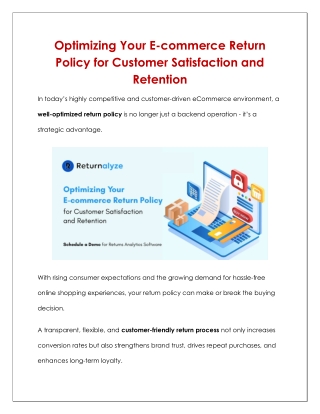 Optimizing Your E-commerce Return Policy for Customer Satisfaction and Retention