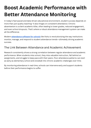 Boost Academic Performance with Better Attendance Monitoring