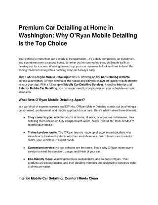 Premium Car Detailing at Home in Washington_ Why O’Ryan Mobile Detailing Is the Top Choice (1)