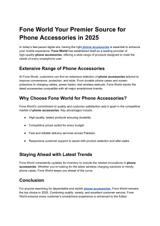Fone World Your Premier Source for Phone Accessories in 2025