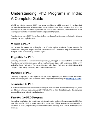 Understanding PhD Programs in India_ A Complete Guide
