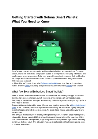 A Beginner’s Guide to Solana Smart Wallets: Everything You Should Know