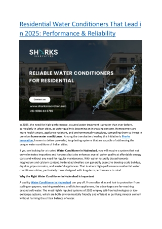 Residential Water Conditioners That Lead in 2025: Performance & Reliability