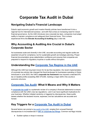Corporate Tax Audit in Dubai