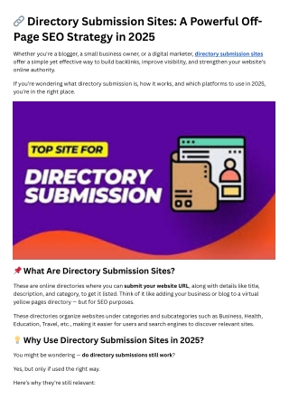 Directory Submission Sites
