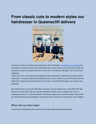 From classic cuts to modern styles our hairdresser in Queenscliff delivers