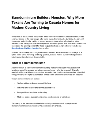 Barndominium Builders Houston: Why More Texans
