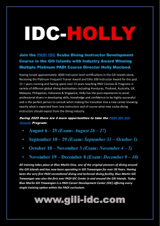 PADI IDC Gili Islands- Become a Certified Dive Instructor with Holly Macleod
