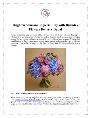 Brighten Someone’s Special Day with Birthday Flowers Delivery Dubai